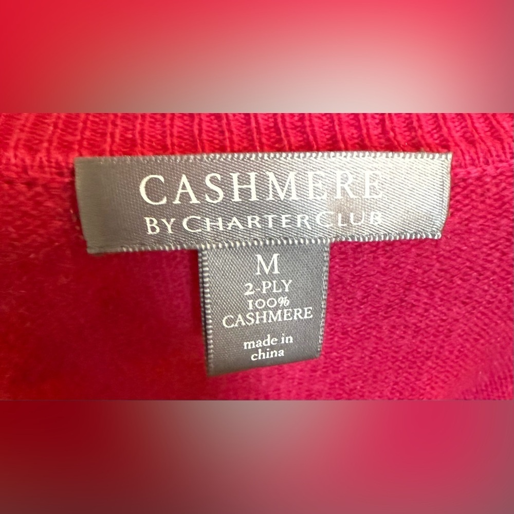 Charter Club Hot Bubblegum Pink V Neck 100% Cashmere Sweater soft preppy SM EUC - Picture 6 of 6
